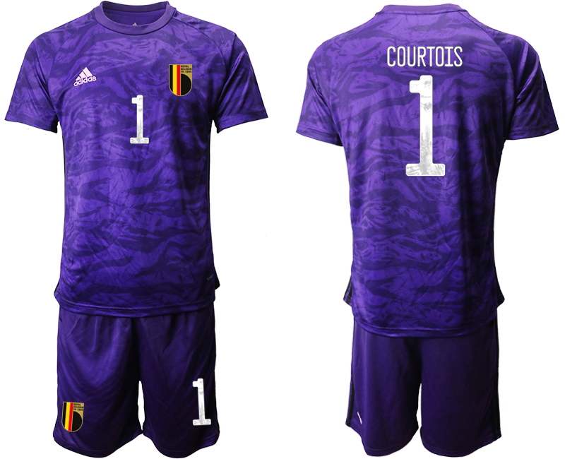 Men 2021 European Cup Belgium purple goalkeeper #1 Soccer Jerseys